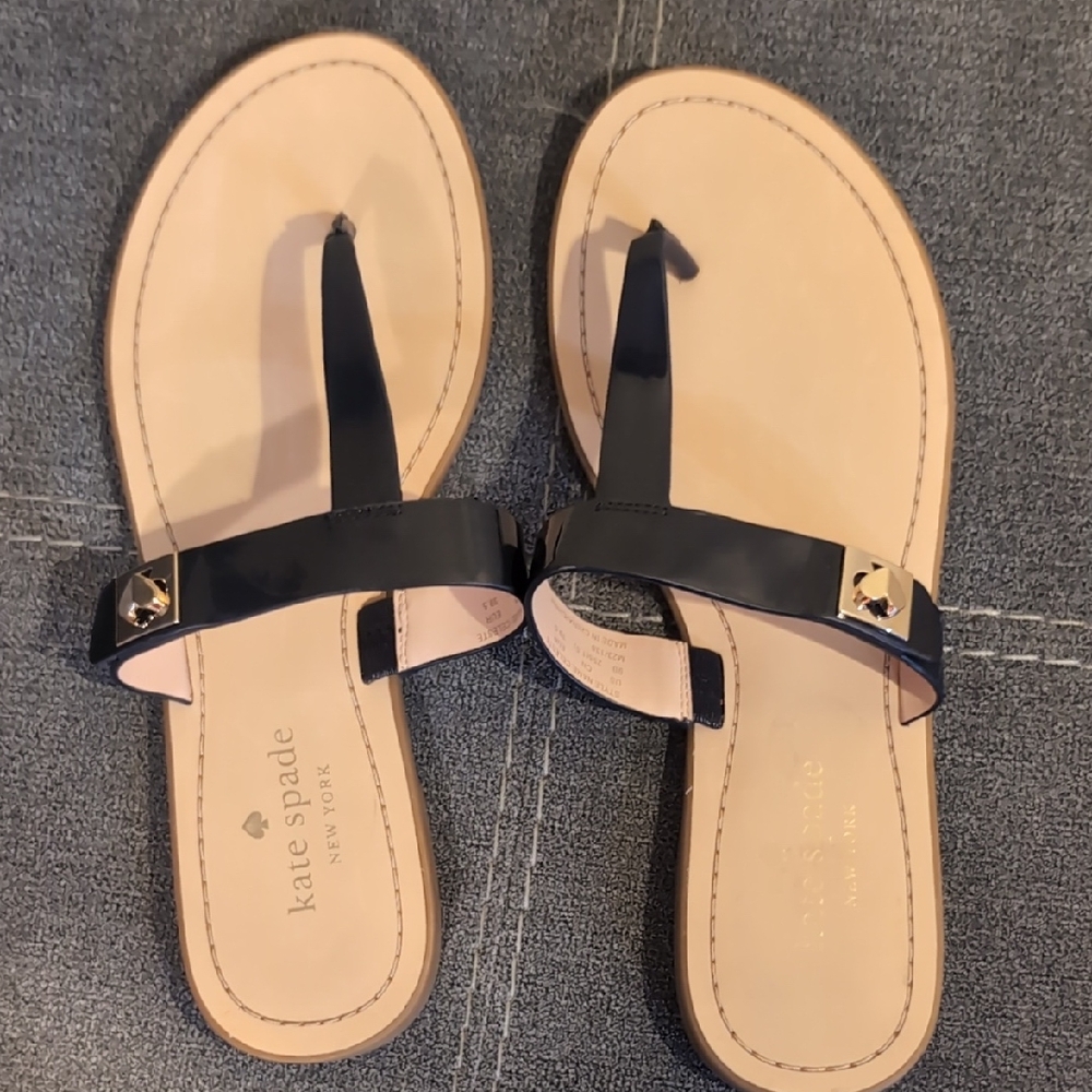 Kate Spade New York "Celeste" Black Thong Sandals Size 9B NWOB